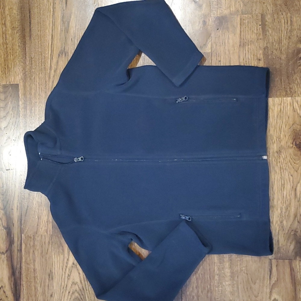 Kids Land's End unisex navy blue fleece jacket size M